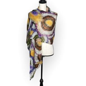 SAACHI Modal Cashmere Artsy Boho Scarf 72x26 Shawl Luxury Designer Abstract